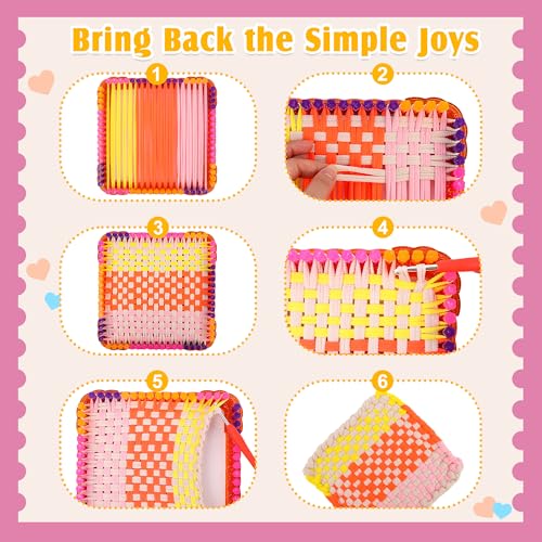 Upgraded Frame Weaving Loom Kit for Kids, Beginner Crochet Kit (224 Loops) - color: Potholder Loom Knitting