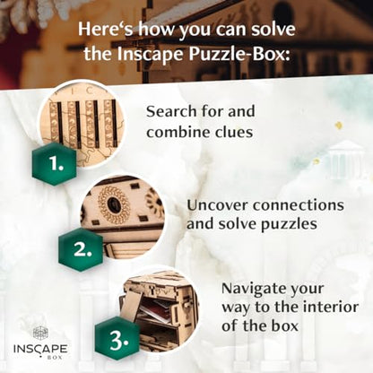 INSCAPE Caesar´s Riches Puzzle Box - Wooden Escape Room in A Box for Adults - Mind Puzzles - Puzzle Boxes with Hidden Compartments - Birthday Gift Gadget for Men and Women