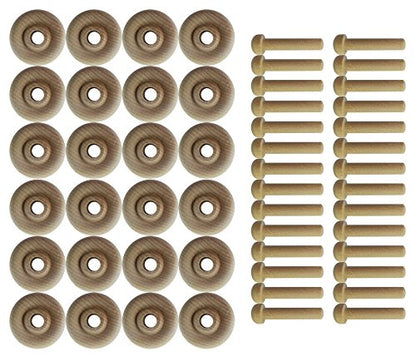 Wood Wheels - 24 Pack with Free Axle Pegs - Made in USA (1" Diameter) - size: 1" Diameter