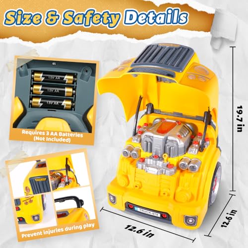 Interactive Truck Engine Toy with Removable Parts - Lights,Sounds，Ages3-5 - color: Yellow