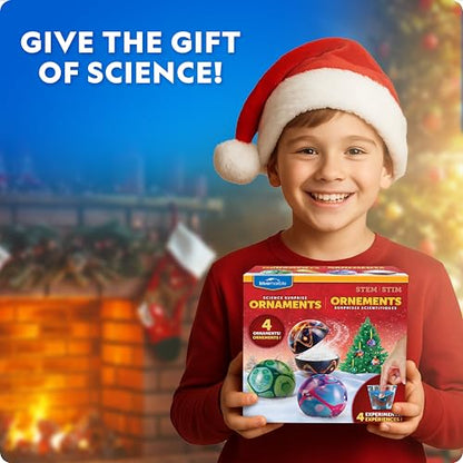 Blue Marble Science Ornaments Christmas Crafts for Kids Kit – 4 Ornaments with Holiday Science Experiments - Bouncy Ball Holiday Crafts, DIY Instant Snow Activities for Kids, Boys, and Girls - style: Science Experiment Ornaments