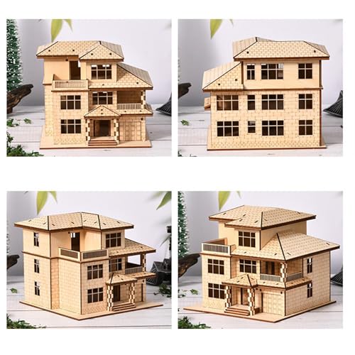 Building Models Wooden Model Kit Puzzle DIY Assembly Creative Miniature Villa Ornament Solid Wood Brain Training Suitable for Birthday Gift, 3 Tier - size: 3 Tier