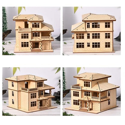 Building Models Wooden Model Kit Puzzle DIY Assembly Creative Miniature Villa Ornament Solid Wood Brain Training Suitable for Birthday Gift, 3 Tier - size: 3 Tier