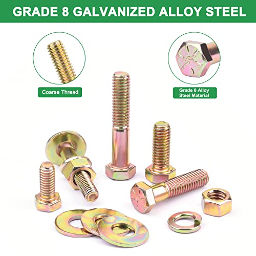 FOLIV 566Pcs Heavy Duty Bolts and Nuts Assortment Kit, Grade 8 Hex Screws Bolts Nuts Kit, 1/4-20 5/16-18 3/8-16, 15 Common Sizes Included - size: 566PCS 1/4-20 5/16-18 3/8-16