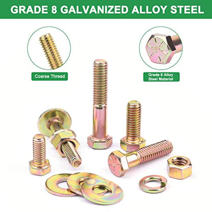 FOLIV 566Pcs Heavy Duty Bolts and Nuts Assortment Kit, Grade 8 Hex Screws Bolts Nuts Kit, 1/4-20 5/16-18 3/8-16, 15 Common Sizes Included - size: 566PCS 1/4-20 5/16-18 3/8-16