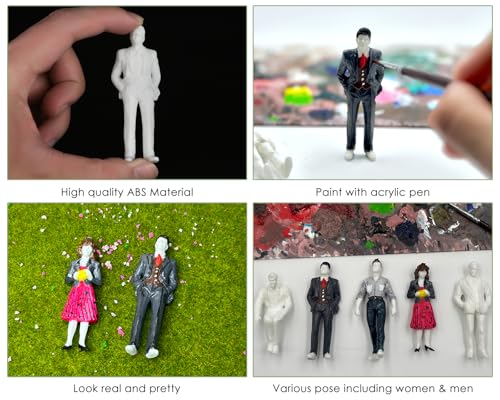 DS. Distinctive Style Unpainted Figures 1:25 Scale 24 Pieces Assorted Poses Miniature People for Architectural Layout Project G Scale Model Trains Railroads Home Bonsai Decor