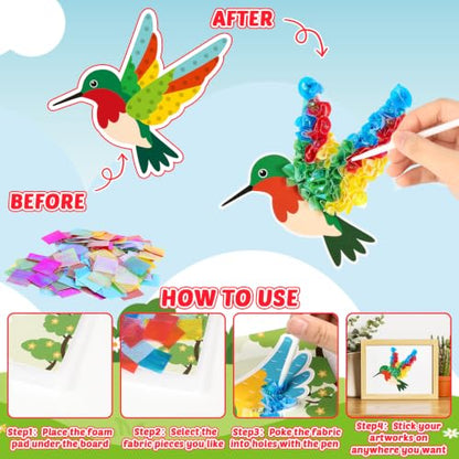 Lonfliness 8 Pcs Birds Poke in Craft Kits for Kids Mess Free DIY Art - style: Bird