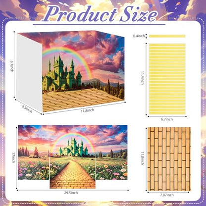 AmazingSpark 2 Set Green Castle Diorama Box and Yellow Brick Decor, Diorama Project Supplies Set, Cardboard Display Case Kit & Sticker with Double Sided Tapes for DIY Crafts - style: Green Castle