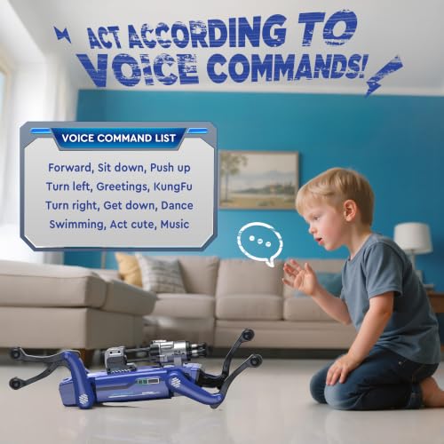 Robot Dog - Interactive STEM Toys with Voice & Remote Control, 30+ Lifelike Actions, Programmable Play, 25m Range, Durable & Safe - Best Gift for Kids Age 6+ - color: Blu
