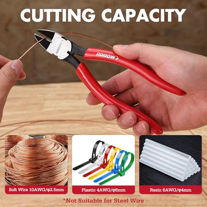 ARROW 7" Precision Wire Cutters, Precision Flush Cut Diagonal Pliers (Pack of 2) - size: 7 Inch (Pack of 2)