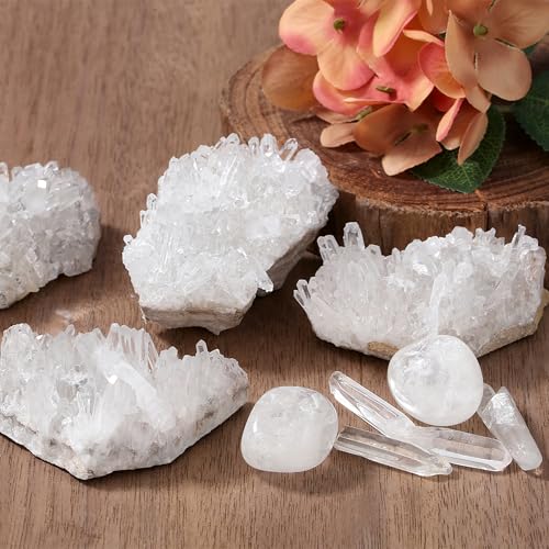 ZHIYUXI Quartz Crystals 2.8-3.5 oz Geodes Clear Quartz Crystal Cluster - color: X # Clear Quartz (2.8-3.5 Oz)