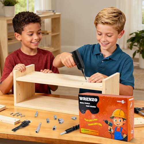 Kids Tool Set, Kids Tool Box, Small Drill, 32pcs Real Toolbox for Child, Drill Set with Charger & Portable Case, Educational DIY Toys for Boys & Girls
