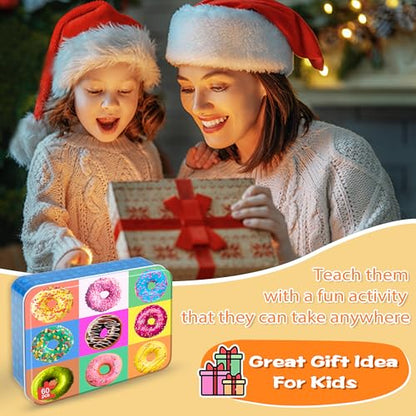 LELEMON Puzzles for Kids Ages 4-6, 60 Piece Puzzles for Kids in Metal Box - color: 9 Piece Donut