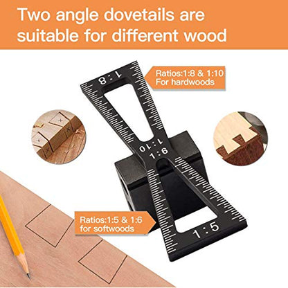 Generies Dovetail Jig Wheel Marking Gauge Wood Scribe Tool Set (14 Piece) - Bearing & Locked Cutters, Metal Pen, 10 Pencils, Woodworking Pencil for Soft Hard