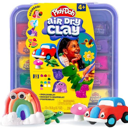 Play-Doh Air Dry Clay Case, Scented Variety Pack, 13 Air-Dry Clays, Fun Molds, Wiggly Eyes, and Sculpting Tool, Arts and Crafts Supplies, Modeling Clay, Fun Kids Activities, Pottery - color: Air Dry Clay Case, size: 13 Pack