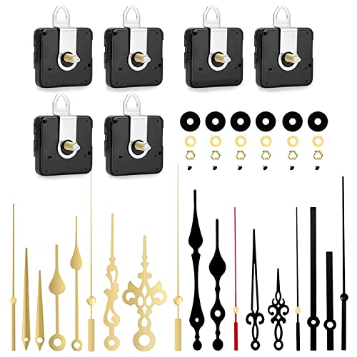 YOGINGO 6Pcs Quartz Clock Mechanism Kit, Wall Clock Mechanisms Mattery Powered Replacement, Clock Movement Parts Motor Replacement DIY Repair Parts with 6 Set Hands (No Battery) - size: 3 pairs 16mm + 23mm Clock Mechanisms