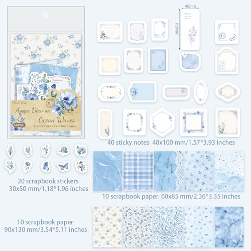 BESARME 480 Pcs Floral Scrapbook Paper and Junk Journal Stickers Set - color: Colorful floral