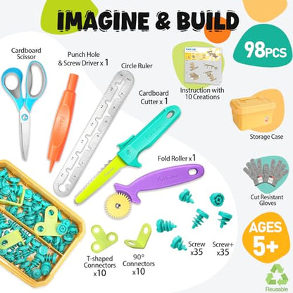 Kibbidea Cardboard Cutter for Kids, Cardboard Construction Tool Kit - size: 98 PCS