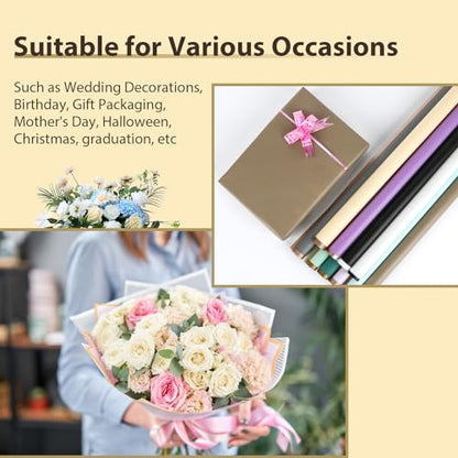 FUHITIM 20 Sheets Flower Waterproof Wrapping Paper(Light Purple) - color: Light Purple