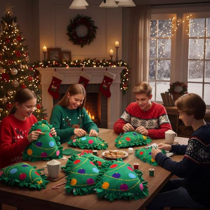 Weysat 6 Sets Christmas Tree Tied Pillow Craft Kit DIY Gifts No Sew Fleece - style: Christmas Tree