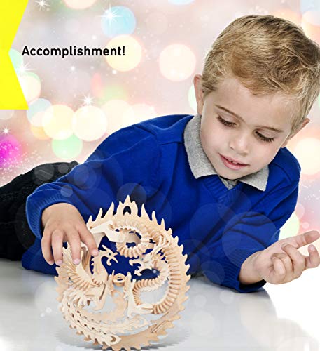 Puzzled 3D Puzzle Lucky Dragon and Phoenix Wood Craft Construction Kit