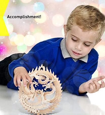Puzzled 3D Puzzle Lucky Dragon and Phoenix Wood Craft Construction Kit