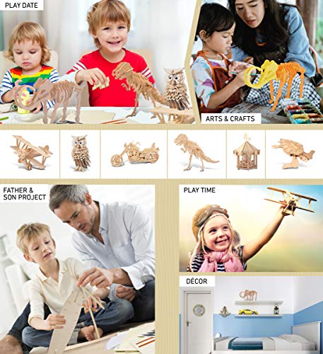 Puzzled 3D Puzzle Woolly Mammoth Wood Craft Construction Kit, 19Pcs. Pack