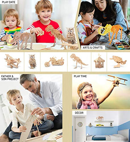 Puzzled 3D Puzzle Woolly Mammoth Wood Craft Construction Kit, 19Pcs. Pack