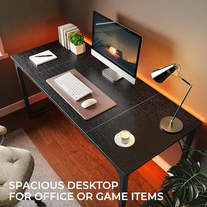 Huuger Modern Simple Office Desk, 63 Inch, Gaming & Writing Desk with Storage, Large Legroom, Metal Frame, Black - color: Black, size: 63inch