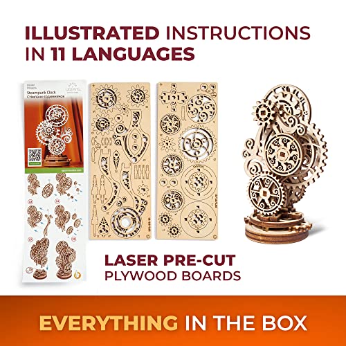 UGEARS Bundles 3D Puzzles - Mechanical Celesta and Steampunk Clock -3D Puzzle Wooden 3-D Puzzles for Adults Model kit DIY Mechanical Puzzles