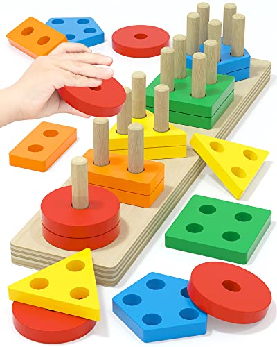 Montessori Sensory Toys for 1 2 Year Old Boy Girl Gifts, Puzzle for Toddler - style: Rainbow