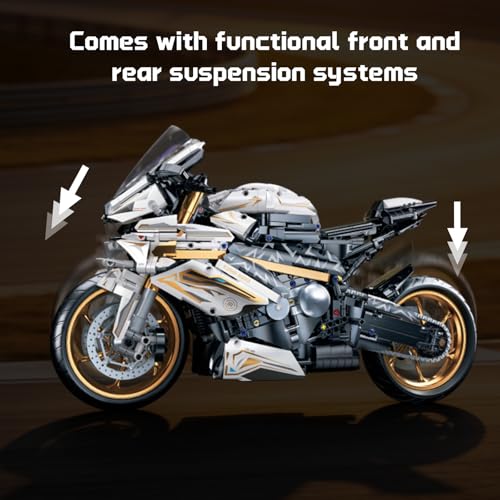 OOIEWPQ 2078 Piece 1:5 Motorcycle 1000 RR Large-Scale Building Blocks Set