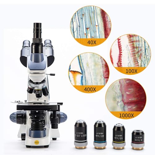 Swift SW380T 40X-2500X Research-Grade Trinocular Compound Lab Microscope with 2.0mp Camera and Software Windows and Mac Compatible and Slides - size: SW380T+1.3 camera