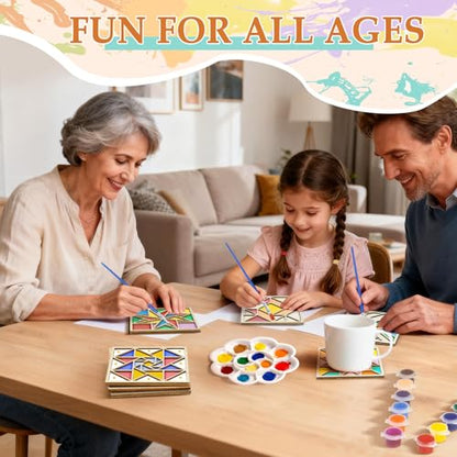 CollectHall Wooden Coasters Painting Kit with Wood Stand