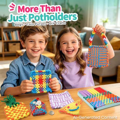 morwant Weaving Loom Kit for Kids, Craft Kit for Girls 6-12, Potholder Loom - color: Mint Green
