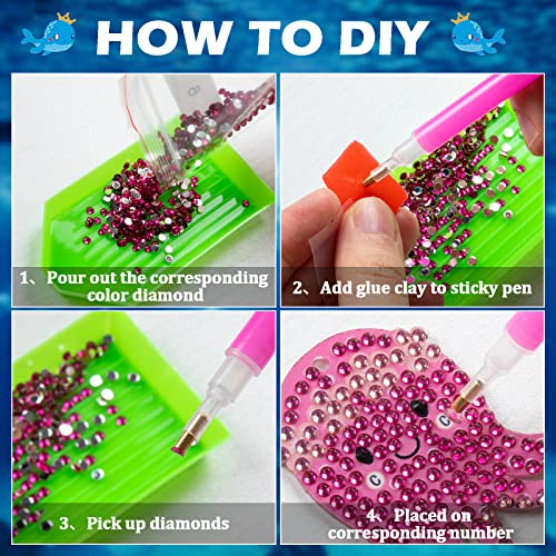 Labeol Diamond Art Kits for Kids with 5D Diamond Creat Your Own GEM Keychains Arts and Crafts for Kids Ages 8-12 Christmas Stocking Birthday Gifts for Kids 6+ - style: Ocean