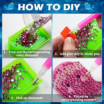Labeol Diamond Art Kits for Kids with 5D Diamond Creat Your Own GEM Keychains Arts and Crafts for Kids Ages 8-12 Christmas Stocking Birthday Gifts for Kids 6+ - style: Ocean