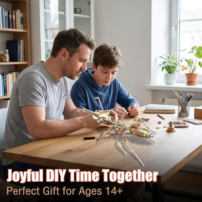 Steampunk Ant 3D Metal Puzzle Model Mechanical Kits 150+ Parts 2-3 Hours Build No Glue Assembly Cool Desk Decor Christmas & Birthday Gift for Adults Men(Ant) - style: Ant