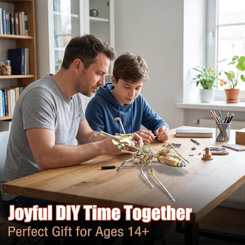 Steampunk Ant 3D Metal Puzzle Model Mechanical Kits 150+ Parts 2-3 Hours Build No Glue Assembly Cool Desk Decor Christmas & Birthday Gift for Adults Men(Ant) - style: Ant