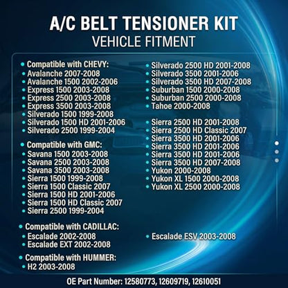 Belt Tensioner with Pulley & Serpentine Belt Fits 2011-2016 Chevy Cruze 2012-2019 Sonic 2013-2020 Trax 2016 Cruze Limited 2013-2020 Buick Encore Replace - size: 90K-38159