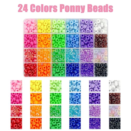 LIS HEGENSA 24Color 1000PCS Kandi Pony Beads Bracelets Jewelry Making Kits - size: 24Color(1000PCS)