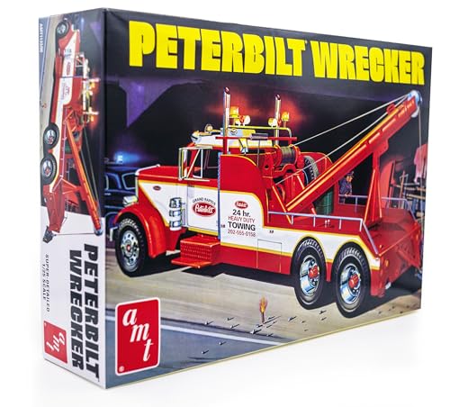 AMT Peterbilt 359 Wrecker Model Kit - 1/25 Scale Buildable Tow Truck for Kids and Adults (AMT1133)