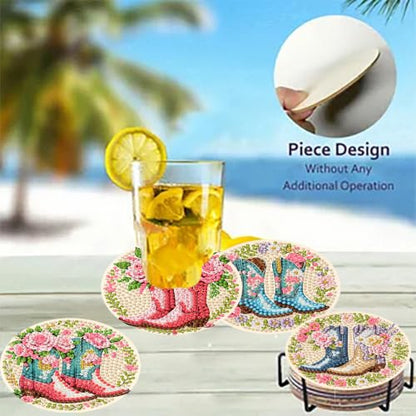 8 Pack Diamond Art Coasters, Boots Diamond Painting Coasters - color: Boots Coasters