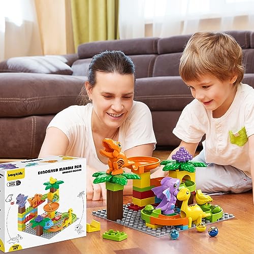 burgkidz Dinosaur Marble Run Blocks: 67PCS STEM Toddler Building Toy - size: Marble Run Building Blocks: 67 PCS