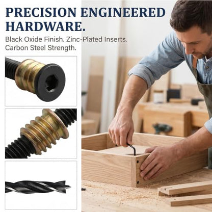 Threaded Inserts for Wood 32 Sets 1/4"-20 – Furniture Hardware Kit with 1-3/4" Hex Bolts, Pilot Drill Bit & 2 Wrenches for Furniture Assembly, Drawer Repair, Cabinet Hinges (Screw in Nut Set) - size: 30+2 PCS
