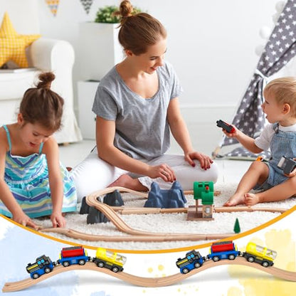 6 Pieces Ascending Wood Train Tracks Wood Train Tracks Expansion Compatible with Most Train Tracks Wood Train Track Connectors for Girls Boys Birthdays (6 PCS, Ascending) - color: 6pack