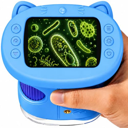 1000X Handheld Digital Microscope for Kids with 4K 2.4" IPS Screen - color: Blue