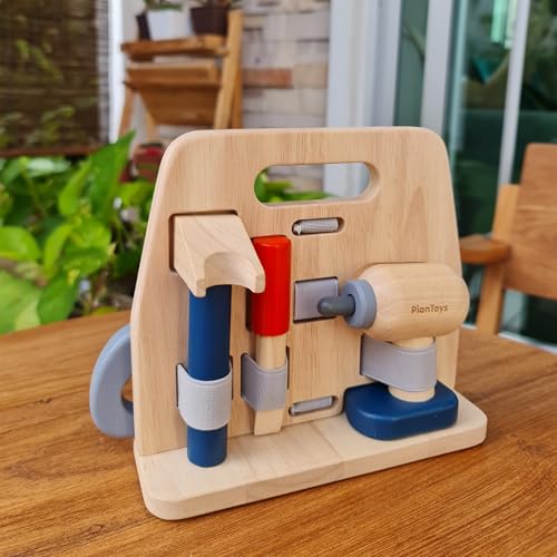 PlanToys® Wooden Handy Carpenter Set Montessori Practical Life Kids Play - color: Carpenter