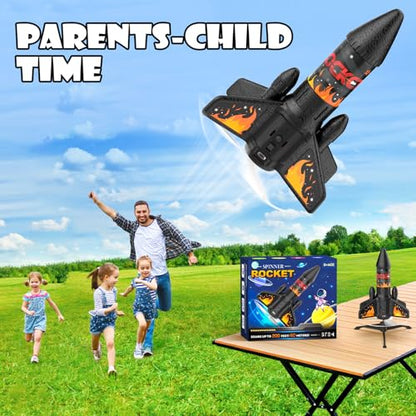 Rocket Launcher for Kids, 200 ft Self Launching Motorized Rocket Toy - color: Orange