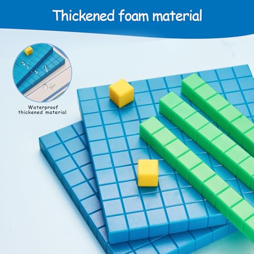 Base Ten Blocks Plastic 147 pcs Place Value Blocks with 3 dice